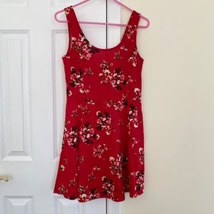 H&M Red Floral Skater Dress